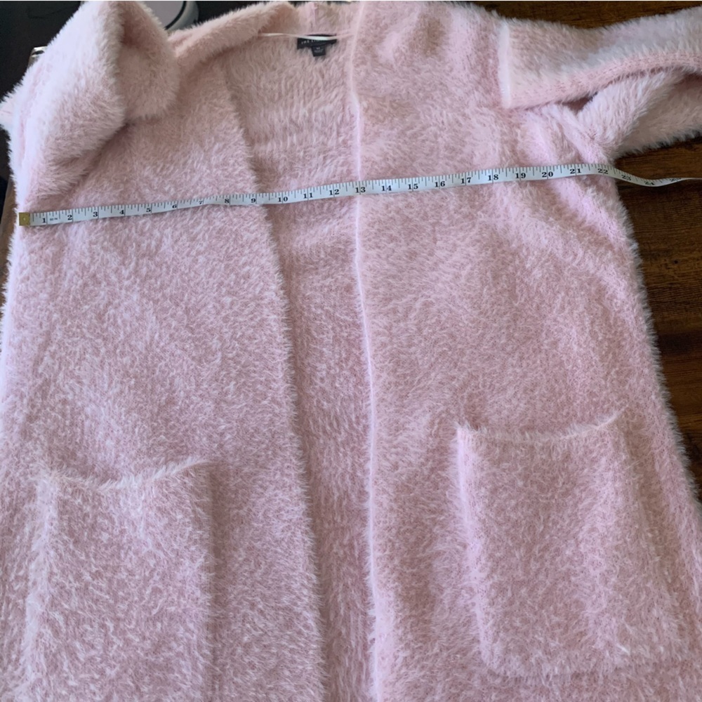 The Limited Powder Pink Fuzzy Sweater Coat Cardigan Duster Pockets Sz M - Picture 8 of 11